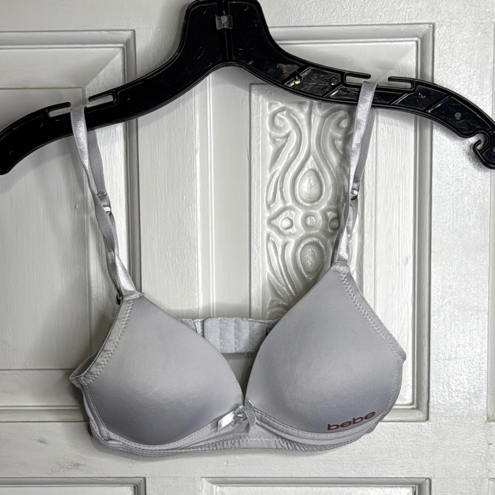 Bebe Grayish/Blue Bra Padded With Logo Size 30B